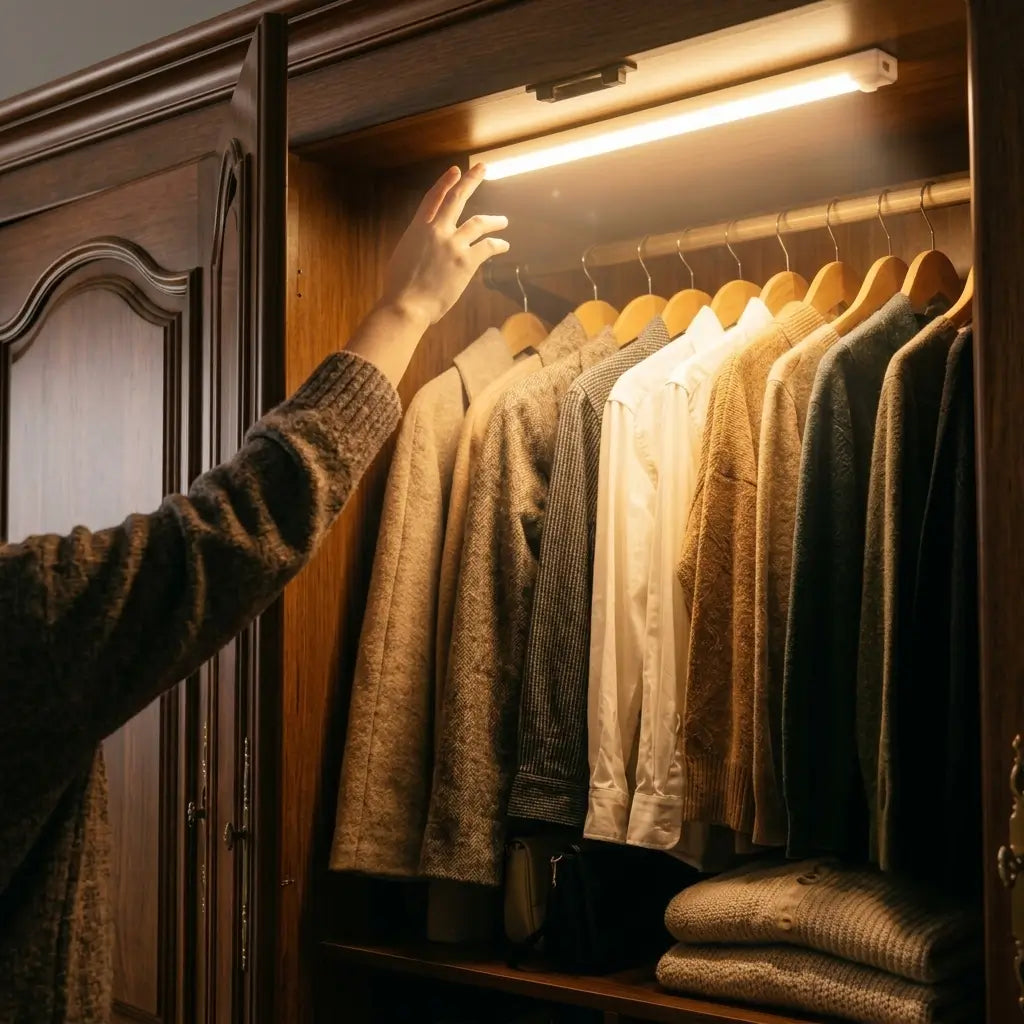 Une maison élégante dotée d'un éclairage LED automatique et d'une ambiance chaleureuse.