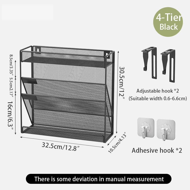 Desk File Organizer Mesh 5-Tier, Hanging Wall Mount Document Organization Stand, Desktop Vertical Mail Paper Folder Holder Rack