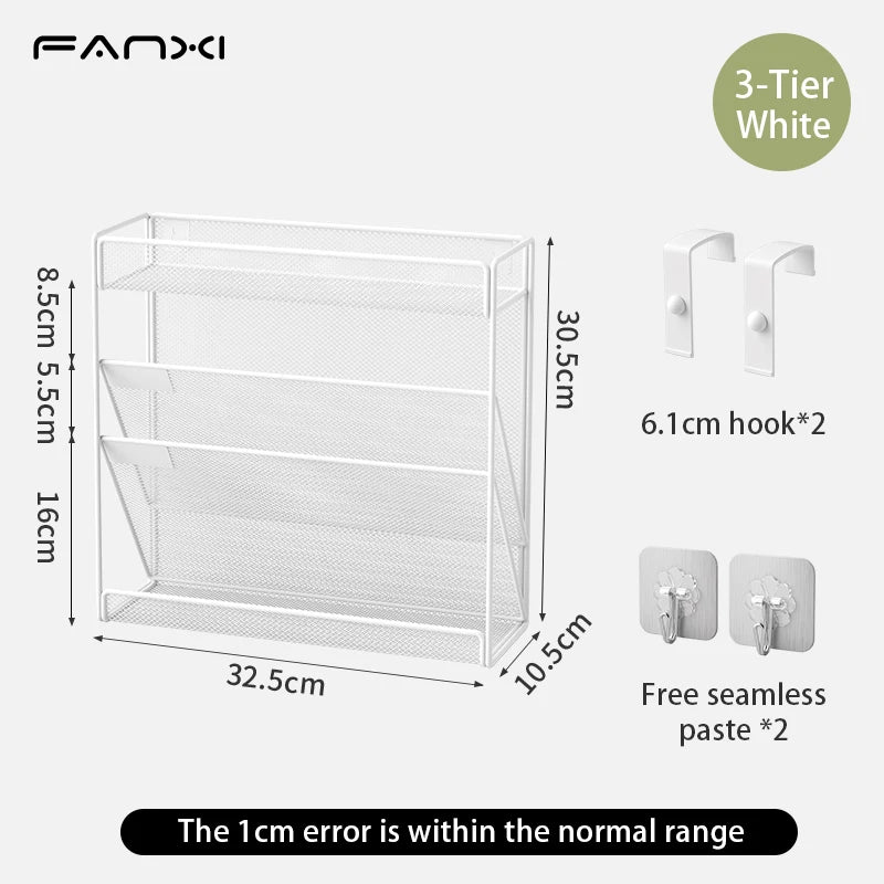 Desk File Organizer Mesh 5-Tier, Hanging Wall Mount Document Organization Stand, Desktop Vertical Mail Paper Folder Holder Rack