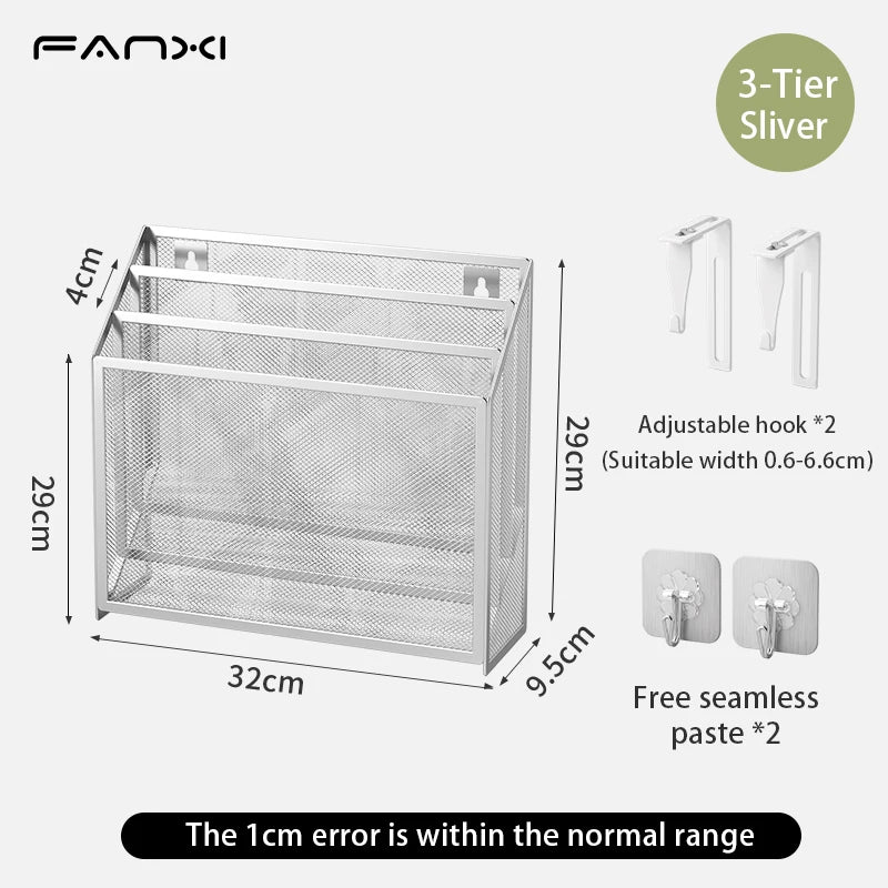 Desk File Organizer Mesh 5-Tier, Hanging Wall Mount Document Organization Stand, Desktop Vertical Mail Paper Folder Holder Rack