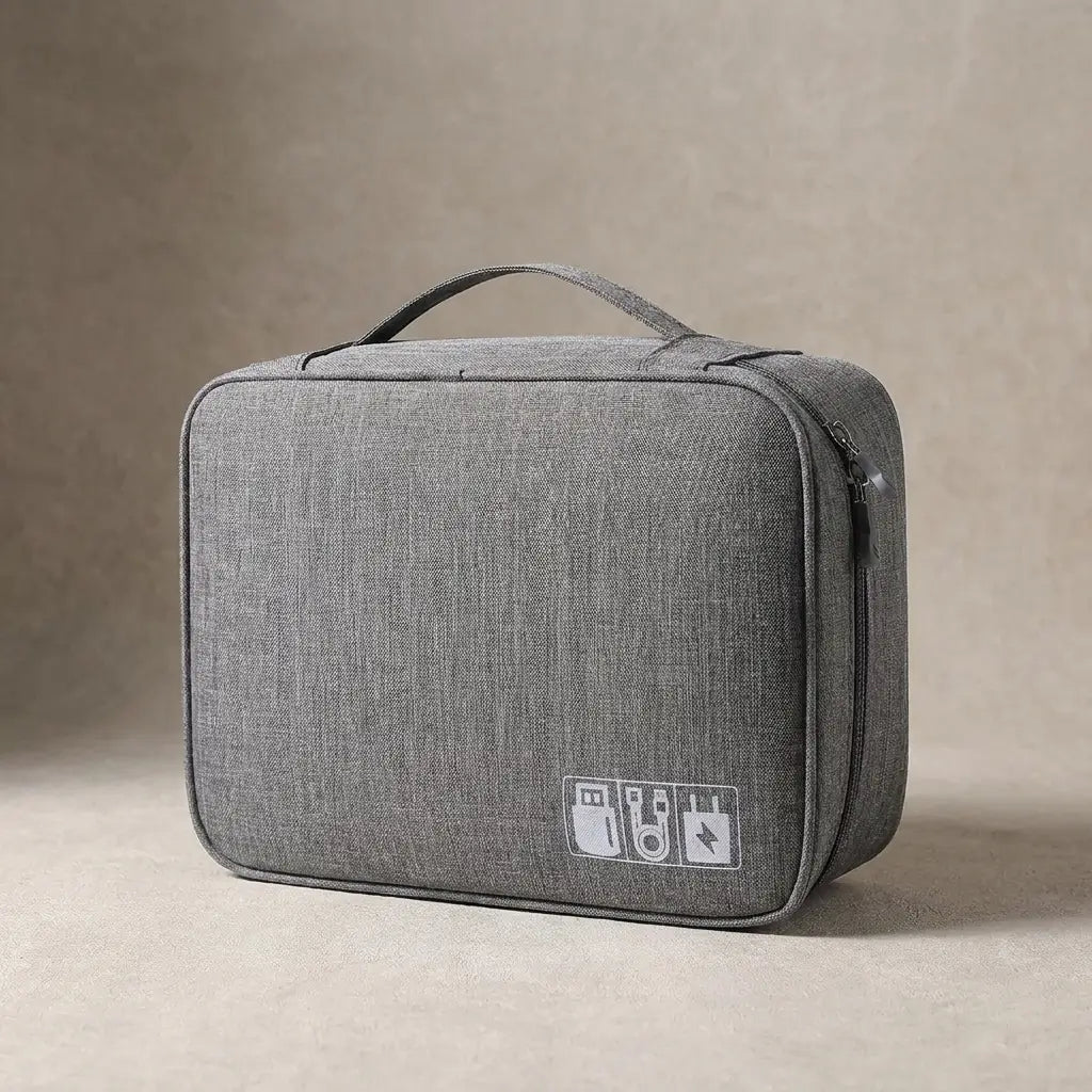 Sac de rangement électronique Nomad gris en tissu Oxford.