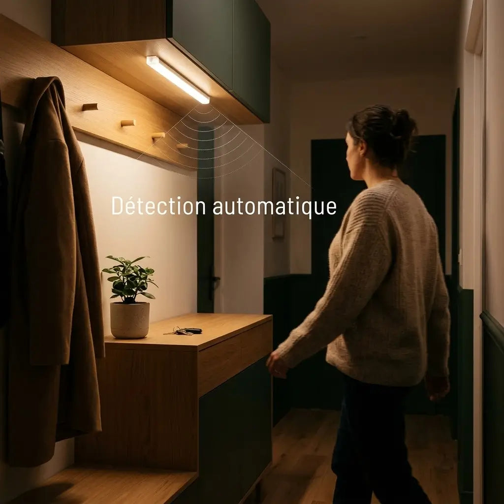 Le capteur de mouvement LumiSense™ active automatiquement l'éclairage.