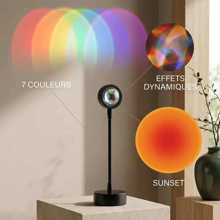 Sunora™ avec différentes couleurs et effets d'éclairage RVB.
